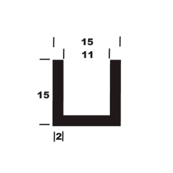 U-profiler 15*15 mm. 3 meter