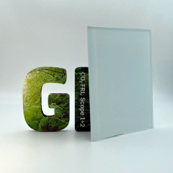 Rundt glas, 6mm Hvid/Sort Lacobel HRDET med poleret kant