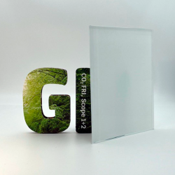 Rundt glas, 6mm  Hvid/Sort Lacobel med poleret kant