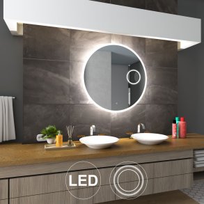 Rundt spejl med kosmetikspejl forstrrelse x5 16cm med led lys Sandra 3